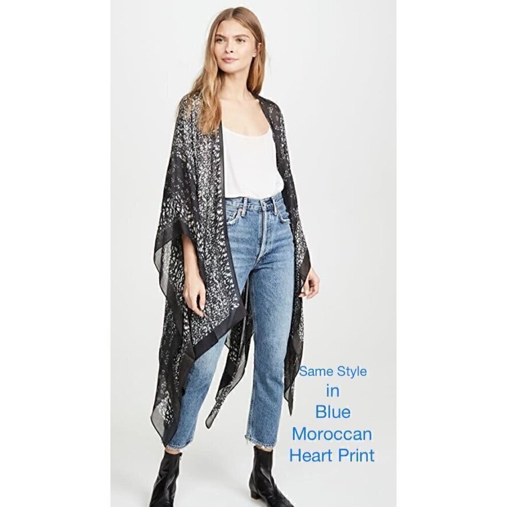 NWT Rebecca Minkoff Women's One Size Moroccan Heart Ruana, Blue MSRP $98